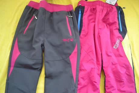 2x zimní a podz. kalhoty wolf,104, softshell, wolf,104
