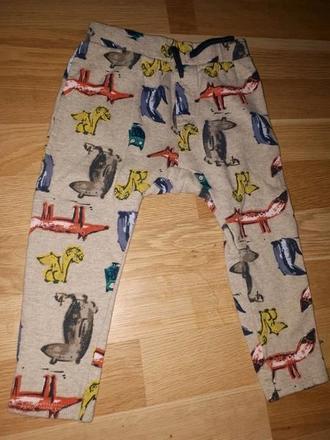 Šedé tepláky se zvířátky 80, nutmeg,80