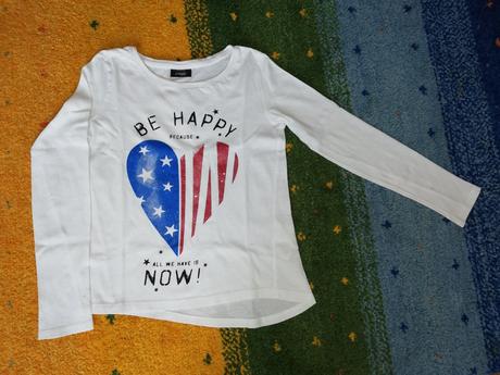 Dívčí triko bílé s dl. rukávem, 134