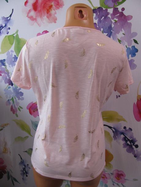 Dámská růžová halenka s potiskem zlatých peříček, s