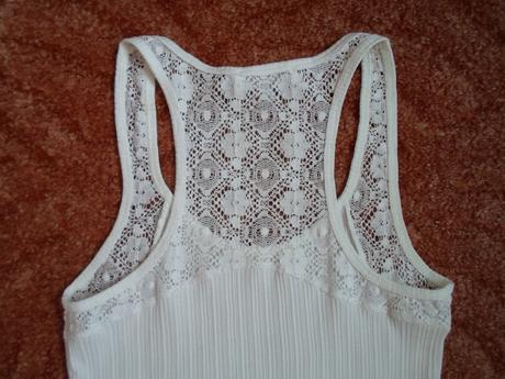 Bílé krajkové tričko tílko bílý top, bershka,m