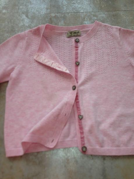 Růžový svetr next 2-3roky, 98cm, knoflíky srdíčka, next,98