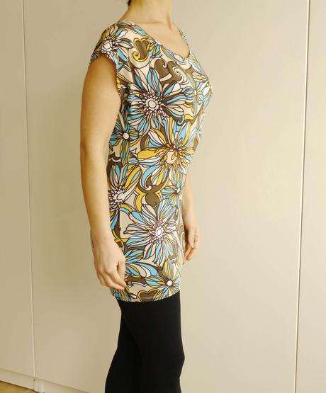 Tyrkysovo-zluto-hnede dlouhe tricko orsay 34, orsay,34