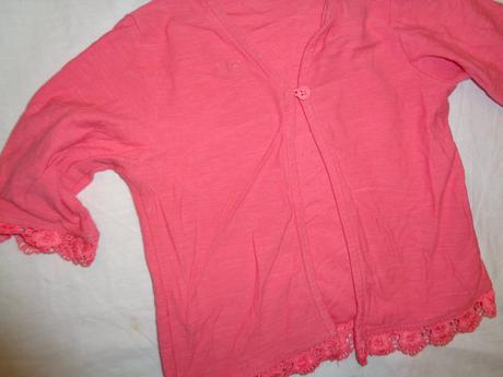 Krásné meruňkové barevné bolerko s krajkou, george,80