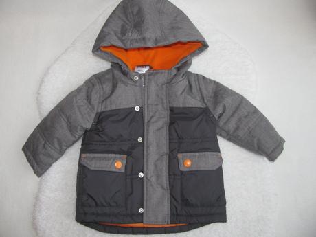 Šedá zimní bunda s kapucí v.6-9 měs., baby,74