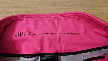 Legíny sportovní černé s růzovým pasem hm, h&m,146