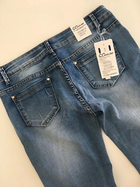 Trhané rifle s páskem, vel. xs a xl, xl / xs