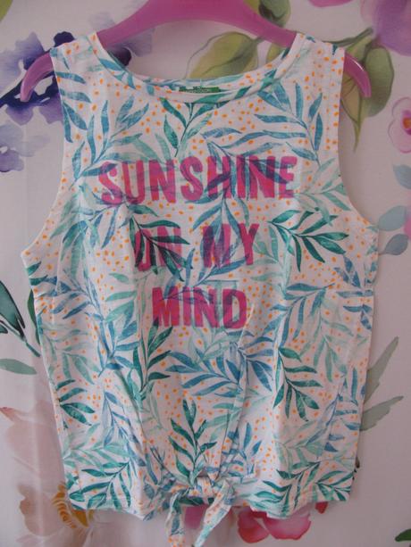 Letní barevné bavlněné tričko s uzlem benetton, benetton,122