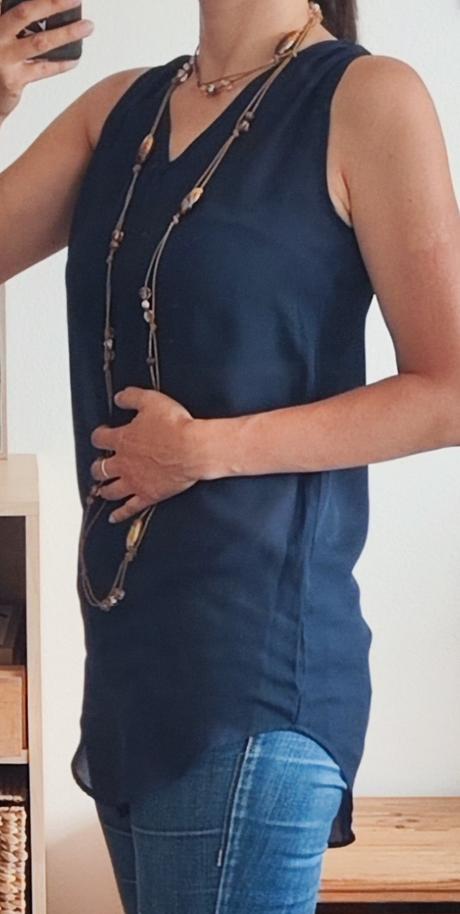 Dámský tmavomodrý dlouhý top bez rukávů vel s, bonprix,s