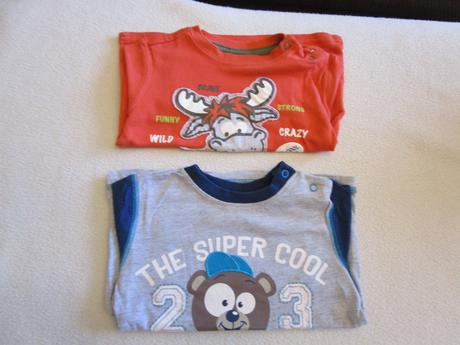 2x pěkné bavl. tričko s obrázky, dl. rukáv, v. 86, 86