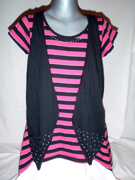 Luxusní cípatý pruhovaný top s černým bolérkem, girl2girl,158