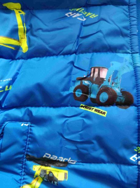 Zimní chlapecká bunda s bagry, 98 - 128