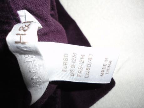 Sametové kalhotky z h&m, vel. 9-12 měsíců, h&m,80