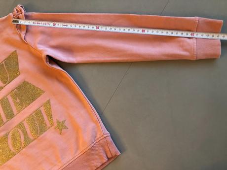 Růžová meruňková mikina volán třpytky 122cm 5-6let, 122