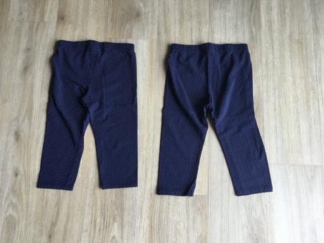 Dvoje 3/4 puntíkaté legíny, h&m,110