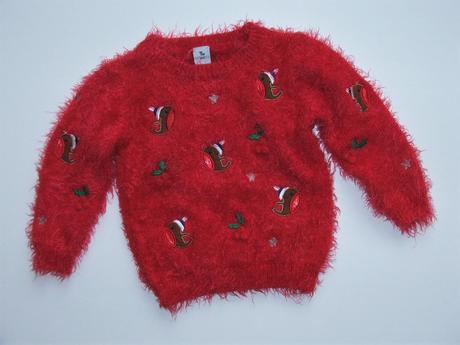 M342 chlupatkový vánoční svetřík vel. 2-3 let, tu,98