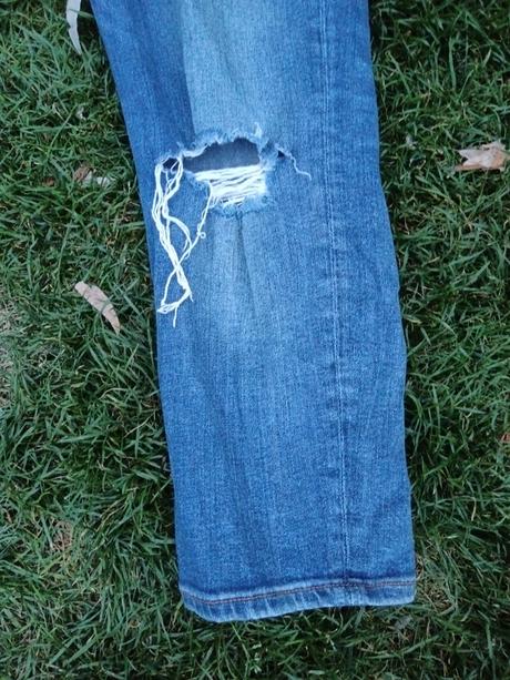 Těhotenské trhané/drbané rifleh&m slimboyfriend 38, h&m,38