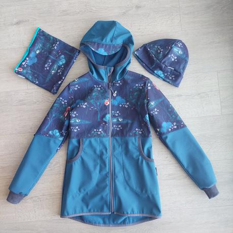 Dívčí softshellový kabát s fleecem vel. 134/140, unuo,134
