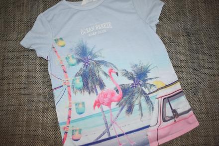 Dívčí triko h&m s plameňákem, 158/164, h&m,158