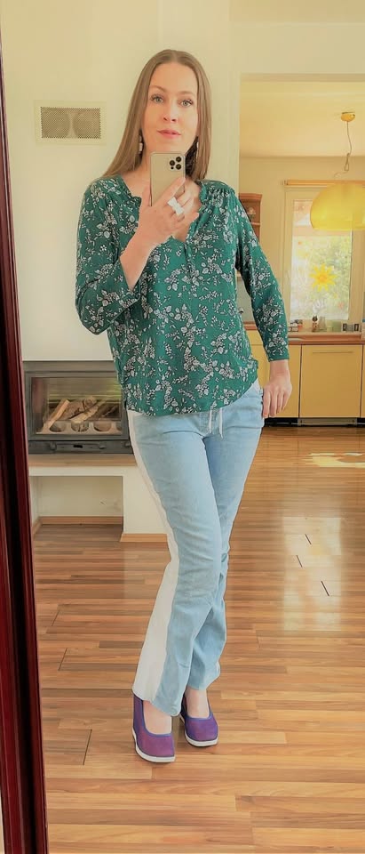 Zelená halenka s potiskem kvítků, vel m, hm, h&m,m