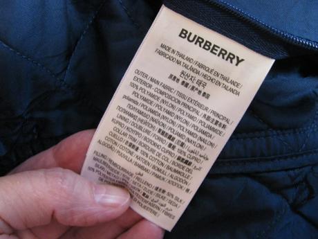 Přechodná prošívaná modrá bunda/unisex burberry, burberry,xs