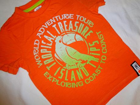 Nádherné svítivě oranžové tričko - papoušek, f&f,98