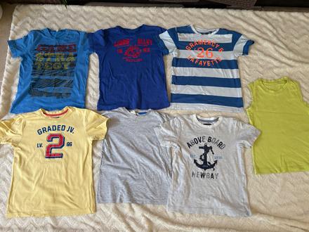 Set 6 tricek h&m 122/128 + 1 top zeleny 122/128, h&m,122