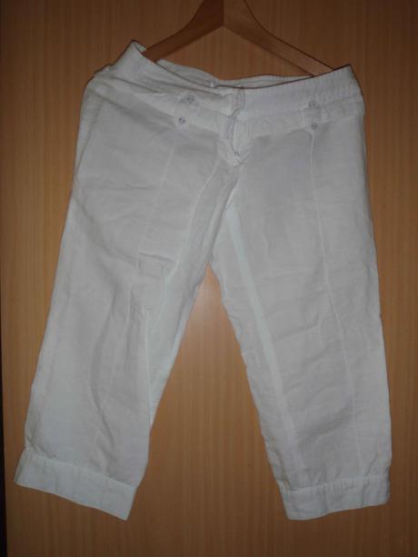 3/4 bílé kalhoty, přírodní materiál, promod,m