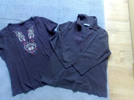 2x čokládově hnědé tričko, halenka, next,40