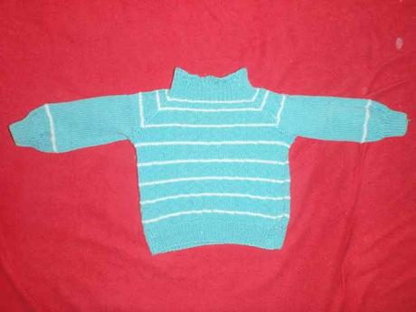 Svetr, doma pletený, nekouše, 68