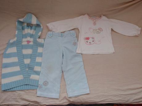 Oblečení na holčičku, růžovo-modré, 86